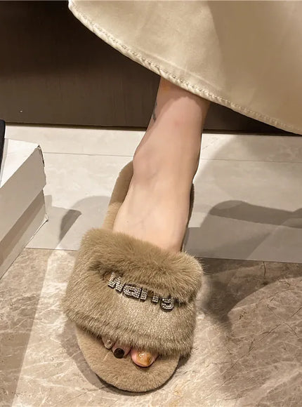 KissICON Women Fashion Warm Fluffy Slippers Cozy Faux Fur