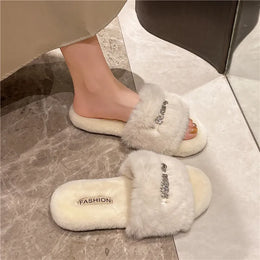KissICON Women Fashion Warm Fluffy Slippers Cozy Faux Fur