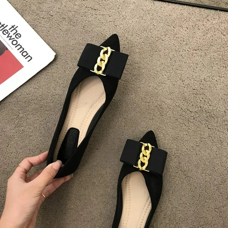 KissICON Women Flats Shoes 2023 Black Apricot Flat Heel