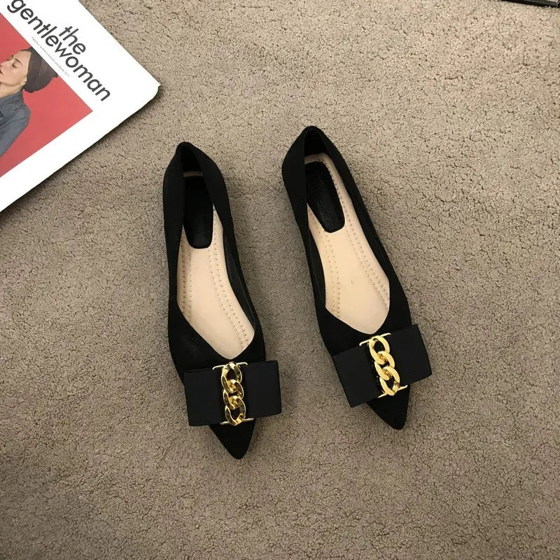 KissICON Women Flats Shoes 2023 Black Apricot Flat Heel