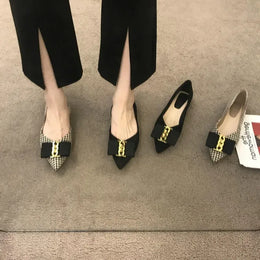 KissICON Women Flats Shoes 2023 Black Apricot Flat Heel