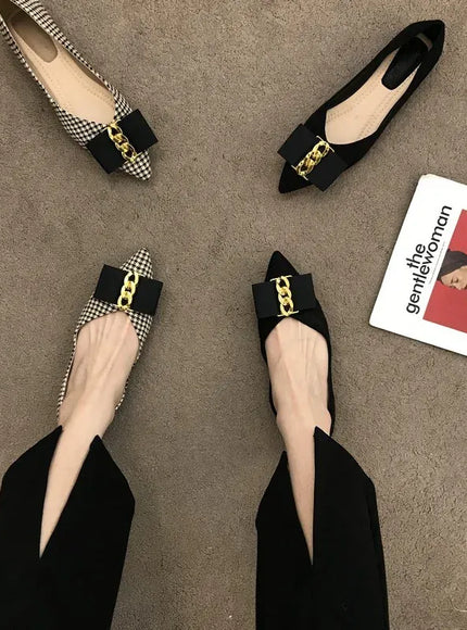 KissICON Women Flats Shoes 2023 Black Apricot Flat Heel
