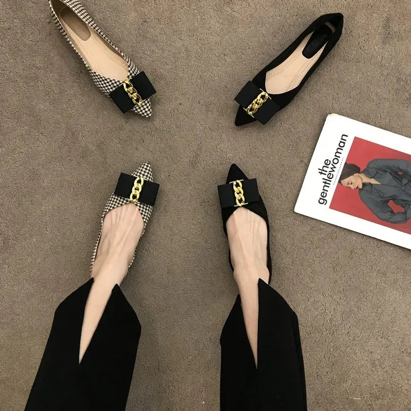 KissICON Women Flats Shoes 2023 Black Apricot Flat Heel