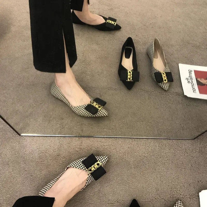 KissICON Women Flats Shoes 2023 Black Apricot Flat Heel