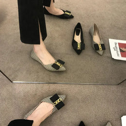 KissICON Women Flats Shoes 2023 Black Apricot Flat Heel