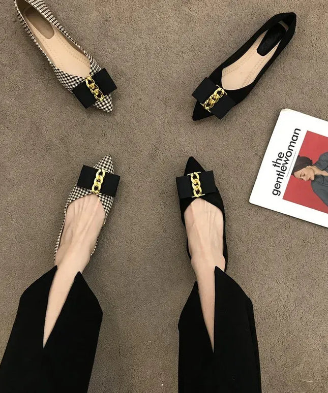KissICON Women Flats Shoes 2023 Black Apricot Flat Heel