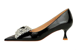 KissICON Women Green Pointed Toe Pumps Wedding Middle Low