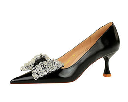 KissICON Women Green Pointed Toe Pumps Wedding Middle Low