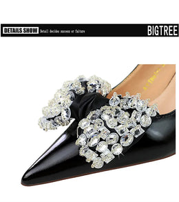 KissICON Women Green Pointed Toe Pumps Wedding Middle Low