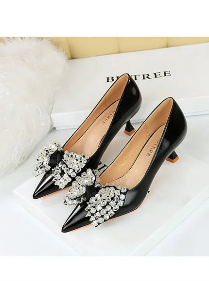 KissICON Women Green Pointed Toe Pumps Wedding Middle Low