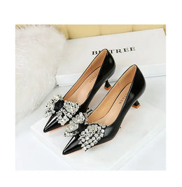 KissICON Women Green Pointed Toe Pumps Wedding Middle Low