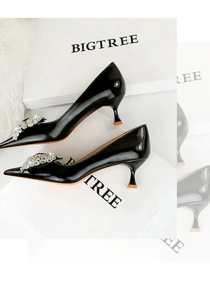 KissICON Women Green Pointed Toe Pumps Wedding Middle Low