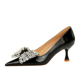 KissICON Women Green Pointed Toe Pumps Wedding Middle Low