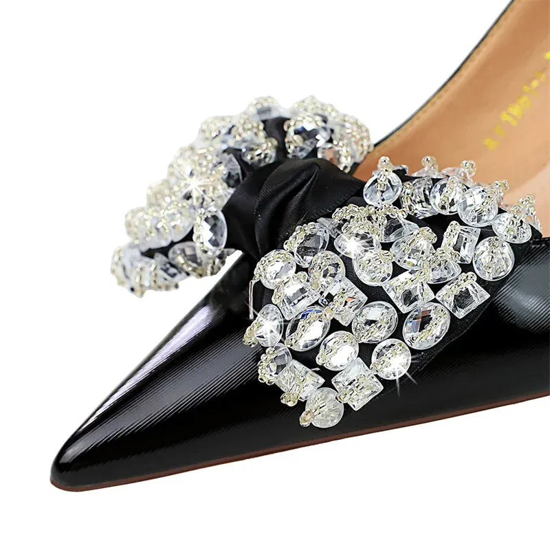 KissICON Women Green Pointed Toe Pumps Wedding Middle Low