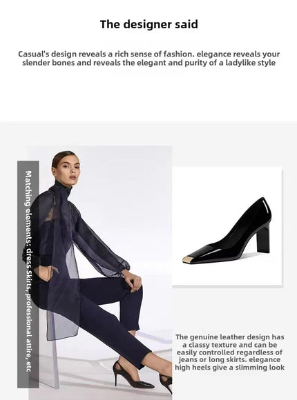 KissICON Women Heel Solid Leather Popular Ladies Working Pumps