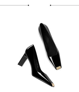 KissICON Women Heel Solid Leather Popular Ladies Working Pumps