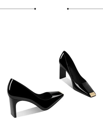KissICON Women Heel Solid Leather Popular Ladies Working Pumps