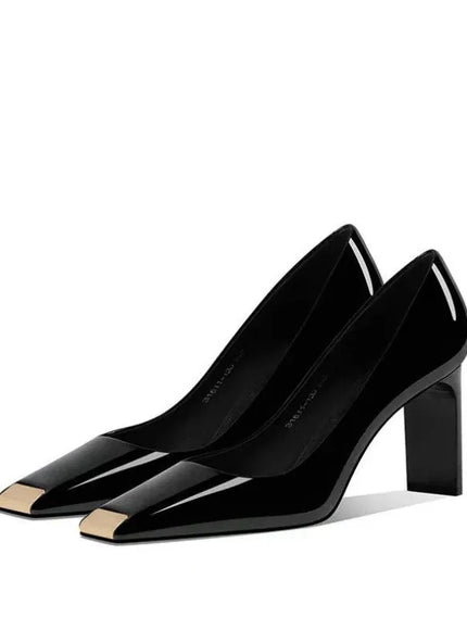KissICON Women Heel Solid Leather Popular Ladies Working Pumps