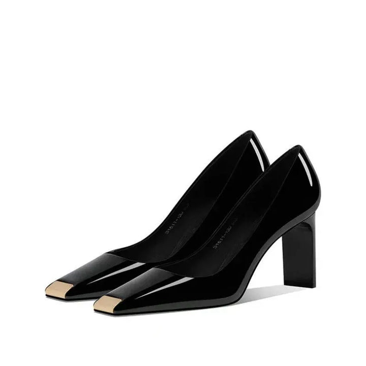Women Heel Solid Leather Popular Ladies Working Pumps