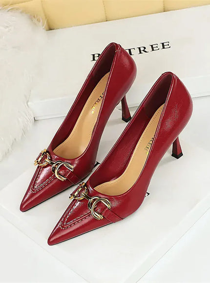 KissICON Women High Heel Stiletto Shallow Mouth Pointed Toe