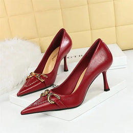 KissICON Women High Heel Stiletto Shallow Mouth Pointed Toe