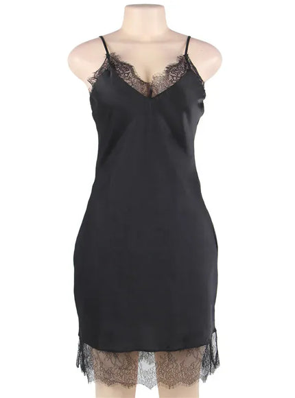 KissICON Women Lingerie Nightgown Silk Satin Slip Dress Nightie Lace Chemise Sexy Night Dress Lingerie Plus Size Nightgown Nightwear