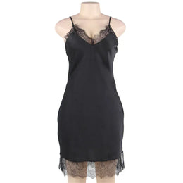 KissICON Women Lingerie Nightgown Silk Satin Slip Dress Nightie Lace Chemise Sexy Night Dress Lingerie Plus Size Nightgown Nightwear