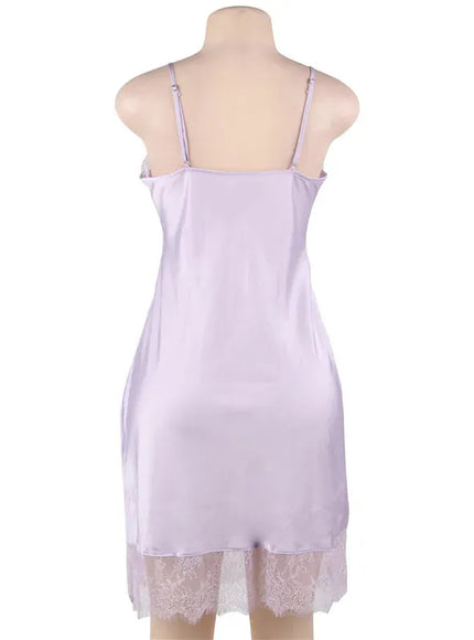 KissICON Women Lingerie Nightgown Silk Satin Slip Dress Nightie Lace Chemise Sexy Night Dress Lingerie Plus Size Nightgown Nightwear