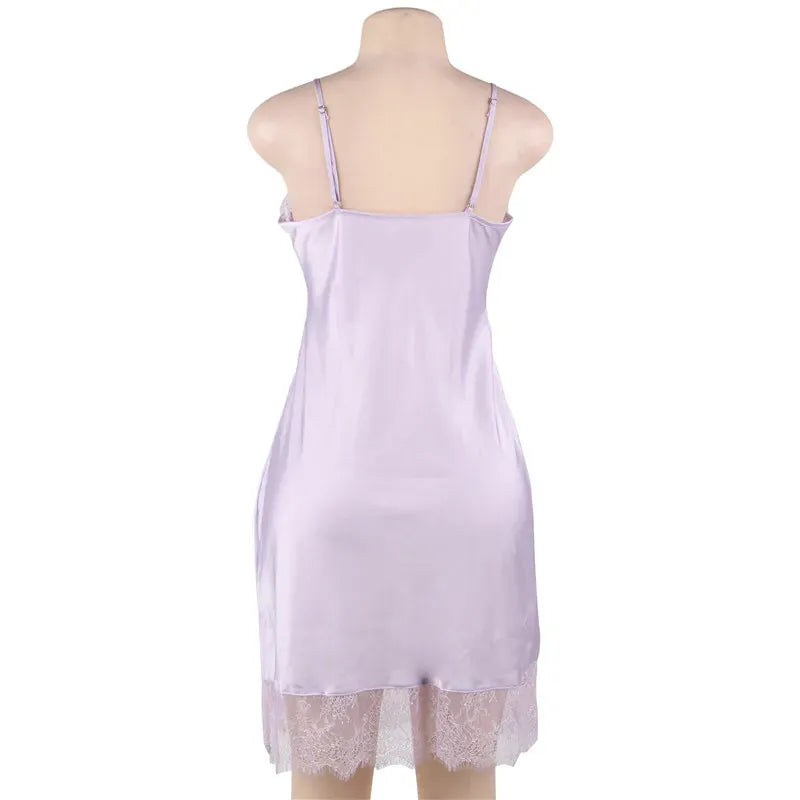 KissICON Women Lingerie Nightgown Silk Satin Slip Dress Nightie Lace Chemise Sexy Night Dress Lingerie Plus Size Nightgown Nightwear
