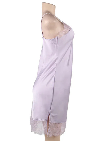 KissICON Women Lingerie Nightgown Silk Satin Slip Dress Nightie Lace Chemise Sexy Night Dress Lingerie Plus Size Nightgown Nightwear