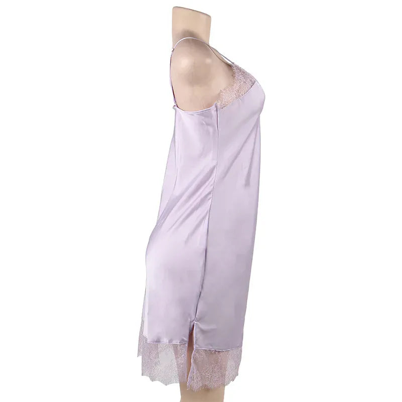 KissICON Women Lingerie Nightgown Silk Satin Slip Dress Nightie Lace Chemise Sexy Night Dress Lingerie Plus Size Nightgown Nightwear
