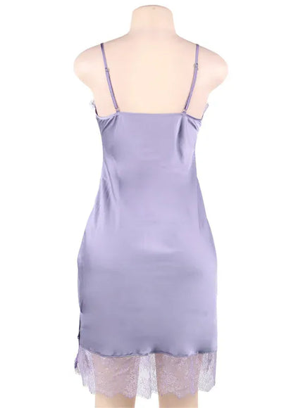 KissICON Women Lingerie Nightgown Silk Satin Slip Dress Nightie Lace Chemise Sexy Night Dress Lingerie Plus Size Nightgown Nightwear