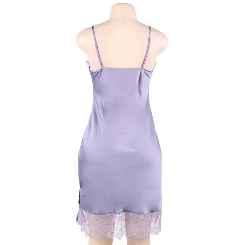 KissICON Women Lingerie Nightgown Silk Satin Slip Dress Nightie Lace Chemise Sexy Night Dress Lingerie Plus Size Nightgown Nightwear
