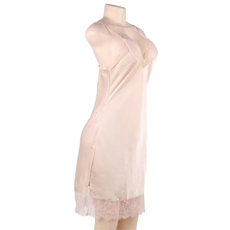 KissICON Women Lingerie Nightgown Silk Satin Slip Dress Nightie Lace Chemise Sexy Night Dress Lingerie Plus Size Nightgown Nightwear