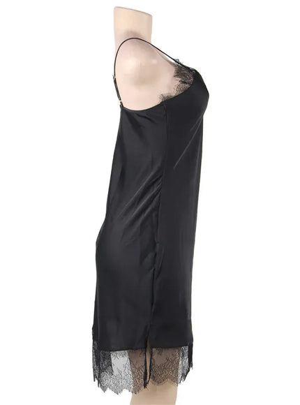 KissICON Women Lingerie Nightgown Silk Satin Slip Dress Nightie Lace Chemise Sexy Night Dress Lingerie Plus Size Nightgown Nightwear