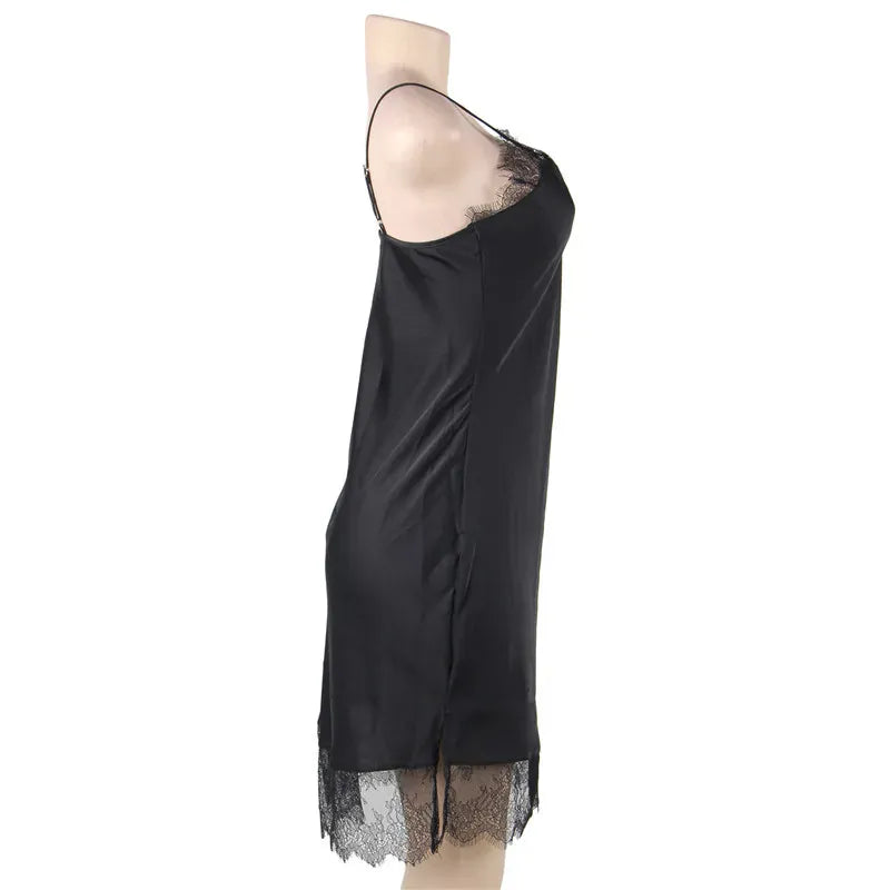 KissICON Women Lingerie Nightgown Silk Satin Slip Dress Nightie Lace Chemise Sexy Night Dress Lingerie Plus Size Nightgown Nightwear