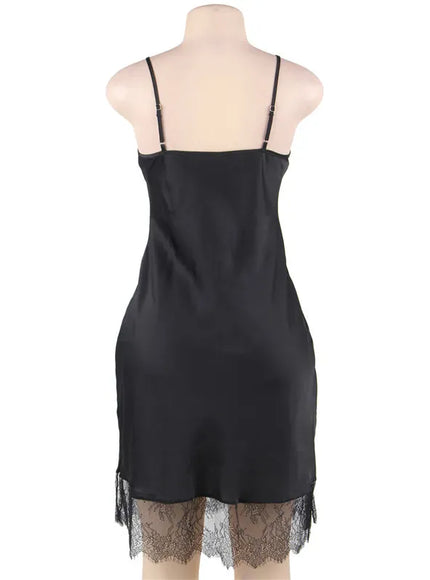 KissICON Women Lingerie Nightgown Silk Satin Slip Dress Nightie Lace Chemise Sexy Night Dress Lingerie Plus Size Nightgown Nightwear