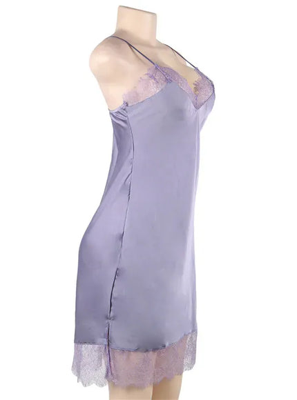 KissICON Women Lingerie Nightgown Silk Satin Slip Dress Nightie Lace Chemise Sexy Night Dress Lingerie Plus Size Nightgown Nightwear