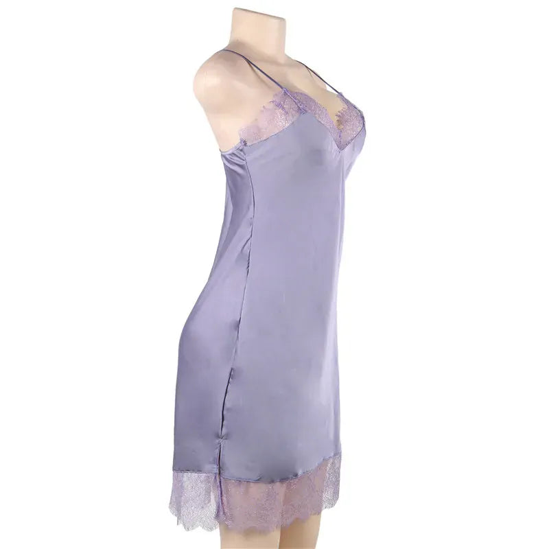 KissICON Women Lingerie Nightgown Silk Satin Slip Dress Nightie Lace Chemise Sexy Night Dress Lingerie Plus Size Nightgown Nightwear