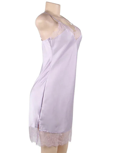 KissICON Women Lingerie Nightgown Silk Satin Slip Dress Nightie Lace Chemise Sexy Night Dress Lingerie Plus Size Nightgown Nightwear