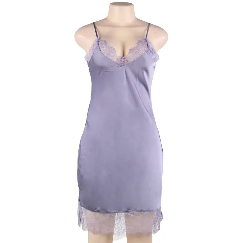 KissICON Women Lingerie Nightgown Silk Satin Slip Dress Nightie Lace Chemise Sexy Night Dress Lingerie Plus Size Nightgown Nightwear