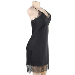 KissICON Women Lingerie Nightgown Silk Satin Slip Dress Nightie Lace Chemise Sexy Night Dress Lingerie Plus Size Nightgown Nightwear