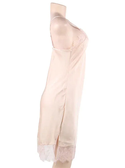KissICON Women Lingerie Nightgown Silk Satin Slip Dress Nightie Lace Chemise Sexy Night Dress Lingerie Plus Size Nightgown Nightwear