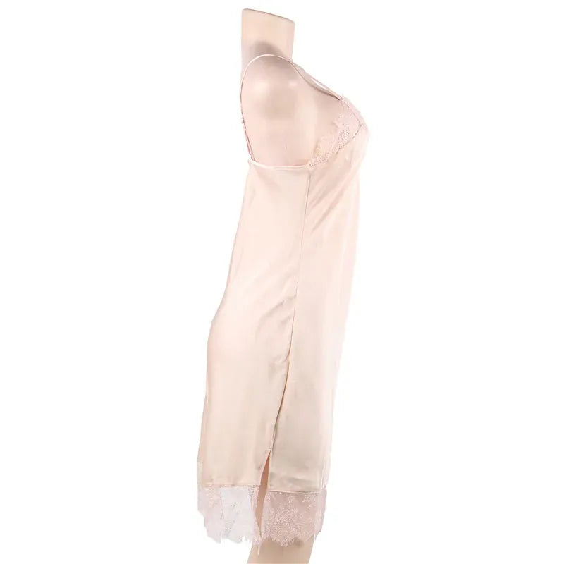 KissICON Women Lingerie Nightgown Silk Satin Slip Dress Nightie Lace Chemise Sexy Night Dress Lingerie Plus Size Nightgown Nightwear