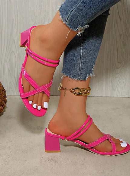 KissICON Women' Luxury Gold Pu Leather High Heel Sandals