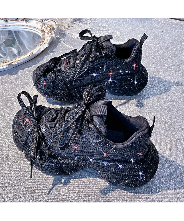 Dropshipman Women Luxury Platform Sneakers Bling Bling Casual Outdoor Shoes High Quality Running Tennis Sneakers Lace Up Fashion Sport Shoes