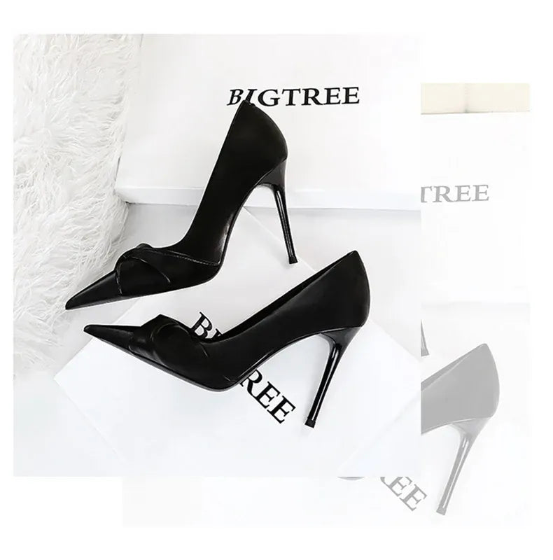 KissICON Women Luxury Suede Shallow Mouth Pointed Toe Thin