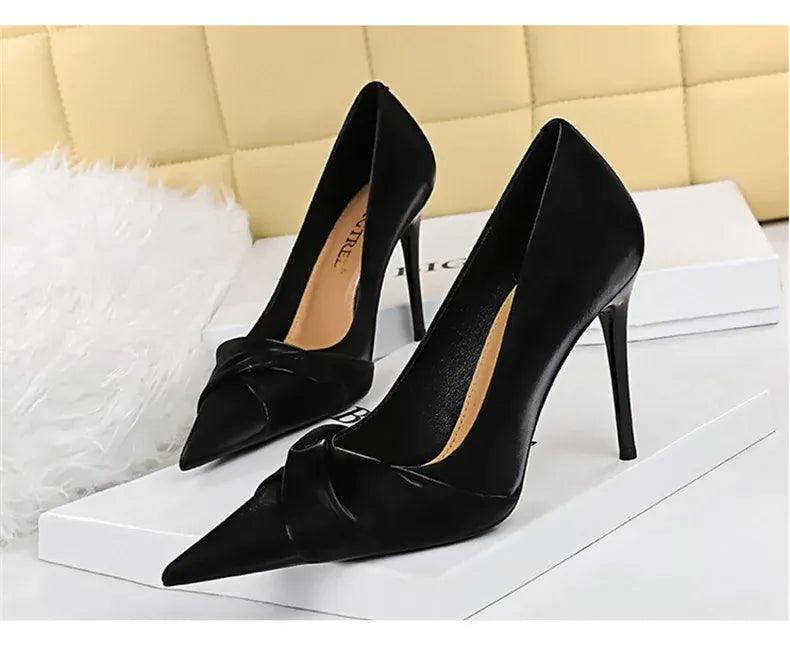 KissICON Women Luxury Suede Shallow Mouth Pointed Toe Thin