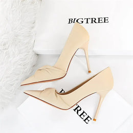 KissICON Women Luxury Suede Shallow Mouth Pointed Toe Thin