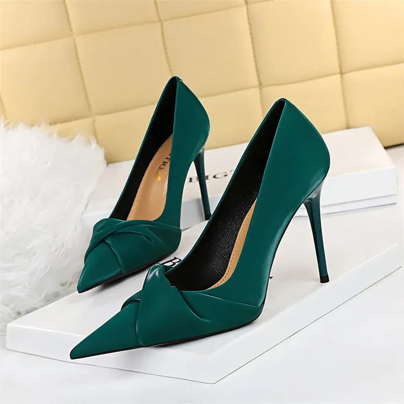 KissICON Women Luxury Suede Shallow Mouth Pointed Toe Thin